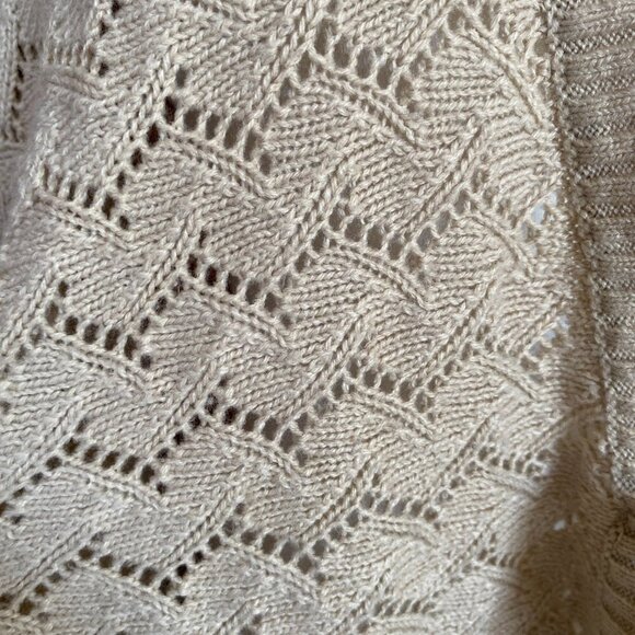 Nicole Miller women's XL tan tie front 3/4 sleeve chevron knit sweater cardigan - Picture 7 of 8